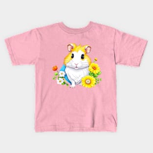 Cute Hamster with colorful flowers Kids T-Shirt